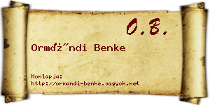 Ormándi Benke névjegykártya